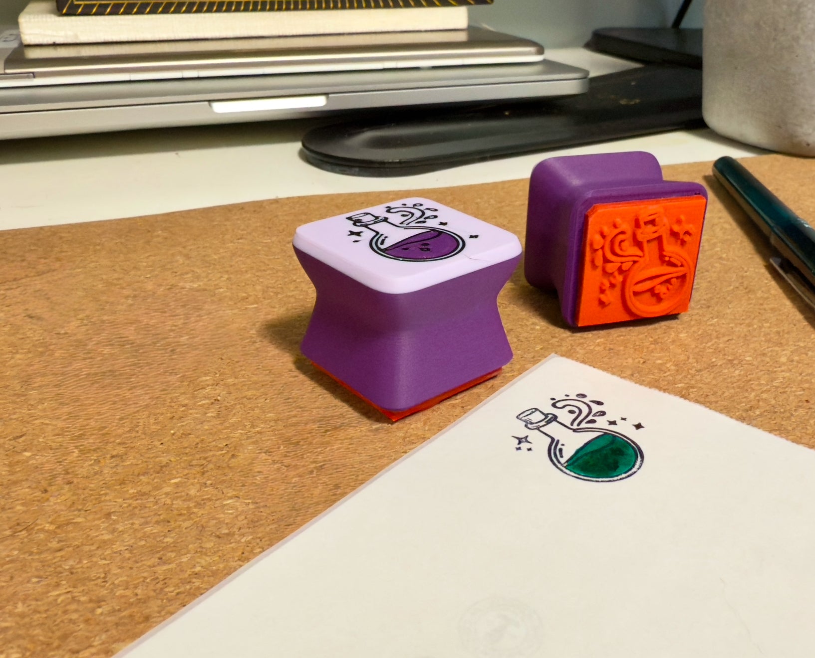 Rubber swatch stamp featuring a magic potion bottle design.